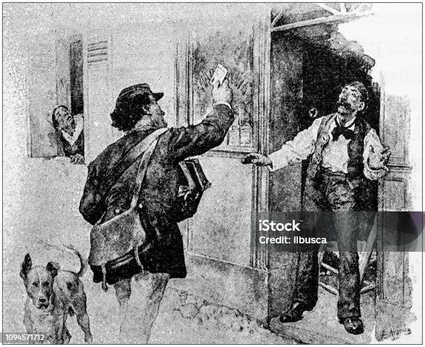 Vintage Illustrations For The Novel Tartarin Sur Les Alpes By Alphonse Daudet Postman Stock Illustration - Download Image Now