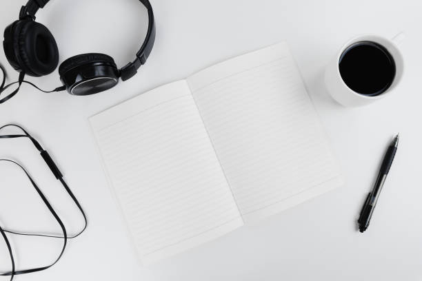 istock Top view on a freelancer/ blogger/ writer workspace. 1094572456
