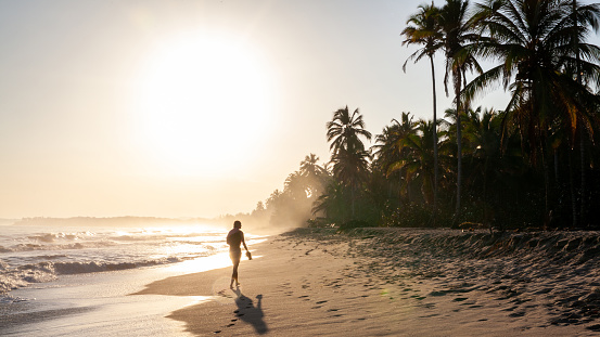 Beautifull sunrise on the beach of palomino on the caribbean coast of colombia