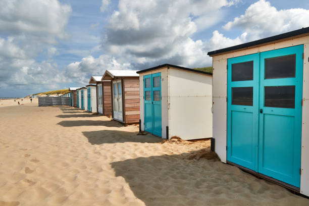Beach huts in Texel stock photo