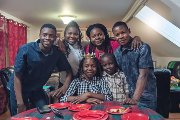 African-american family celebrating Twelfth night