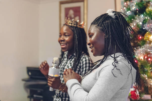 African-american family celebrating Twelfth night
