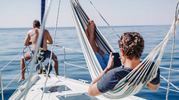 istock Two men on boat in Croatia 1094594662