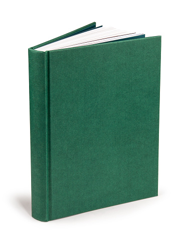 olive green blank hardcover book with clipping path