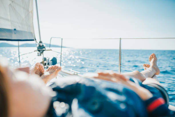 istock Tourist lying down on yacht,Croatia 1094597898