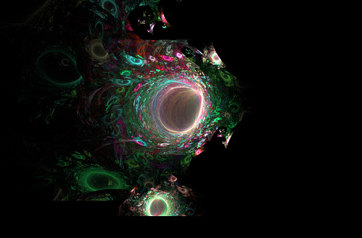 Green purple fractal background. Fantasy fractal texture. Digital art. 3D rendering. Computer generated image