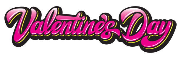 istock calligraphic horizontal inscription valentines day, color vector illustration. 1094599020