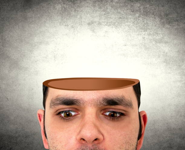 istock Digital Composite Image Of Man With Empty Head Against Gray Background 1094602566