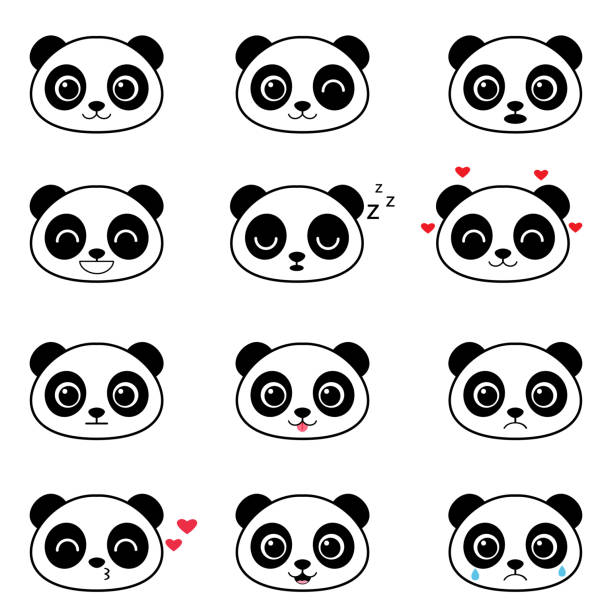 Set Of Cute Cartoon Panda Emotions Stock Illustration - Download Image Now  - Panda - Animal, Smiling, Manga Style - iStock