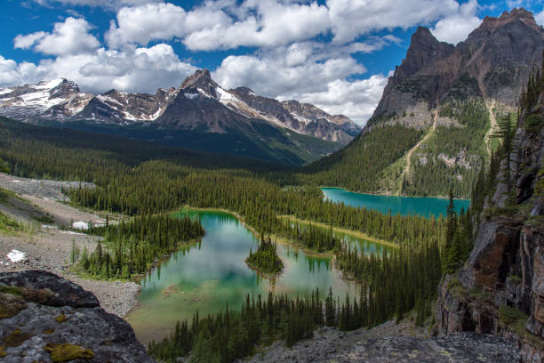 istock Opabin lake beautiful hiking trail in cloudy day in Spring, Yoho, Canada. 1094620042