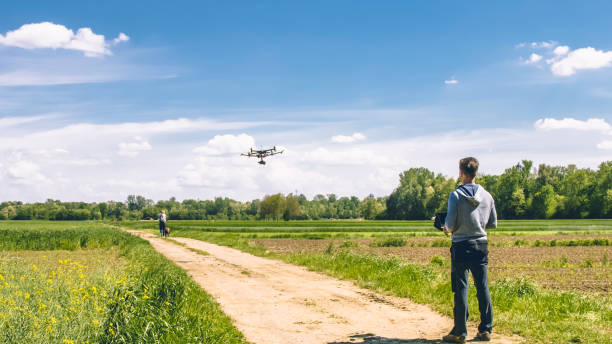 istock Landscape with man and drone 1094620068