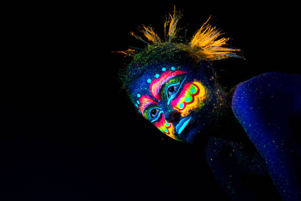 istock Blue woman portrait, aliens pouted her lips, 1094628462