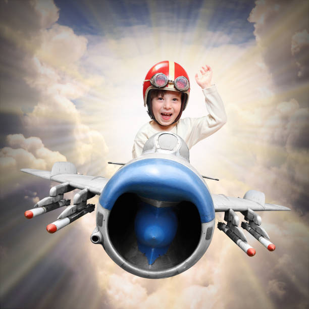 Virtual reality concept. Digital artwork with fictive 3d rendering aircraft.