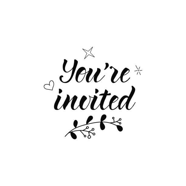 You're Invited. lettering motivational quote. calligraphy vector illustration. You're Invited. Ink hand lettering. Modern brush calligraphy. Inspiration graphic design typography element. guest stock illustrations