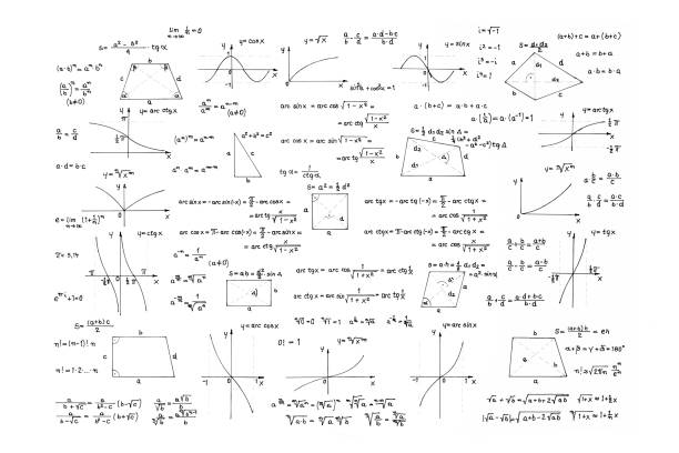collection of mathematical formulas - algorithm formula mathematical symbol engineering imagens e fotografias de stock