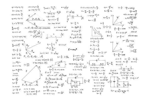 hand written collection of physical formulas - algorithm formula mathematical symbol engineering imagens e fotografias de stock