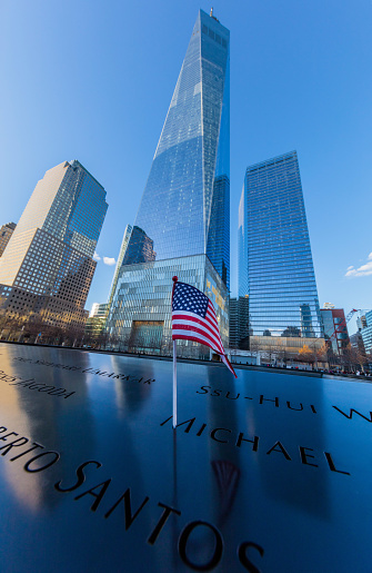 New York City- March 25, 2018 : Ground Zero memorial  one of the main Manhattan Landmarks