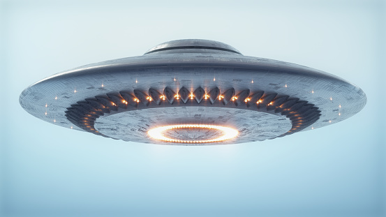 Unidentified flying object. UFO with clipping path included.