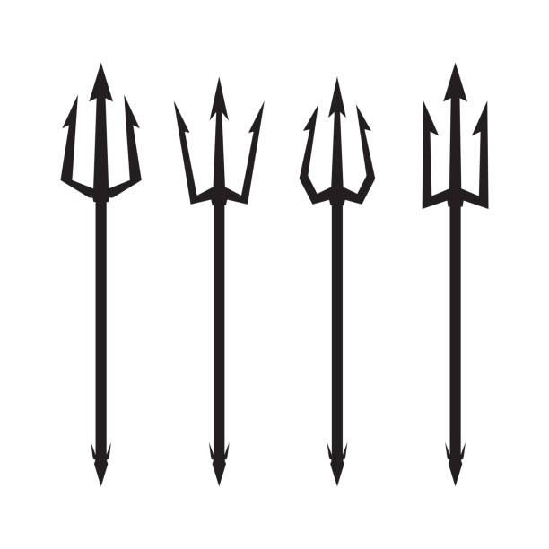 ÐÐµÑÐ°ÑÑ Poseidon's Trident set. Vector logo on white background. neptune fork stock illustrations