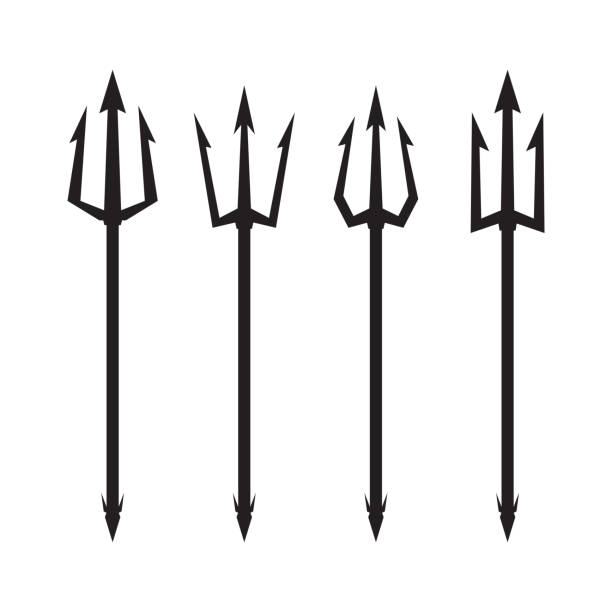 ÐеÑаÑÑ Poseidon's Trident set. Vector logo on white background. neptune roman god stock illustrations