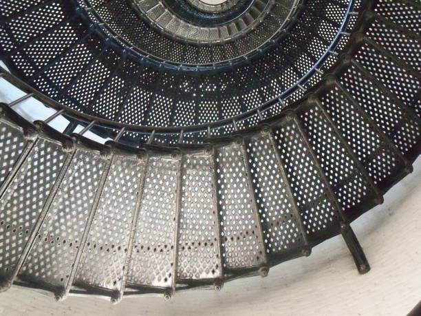 istock Black metal spiral Stairs 1094645810