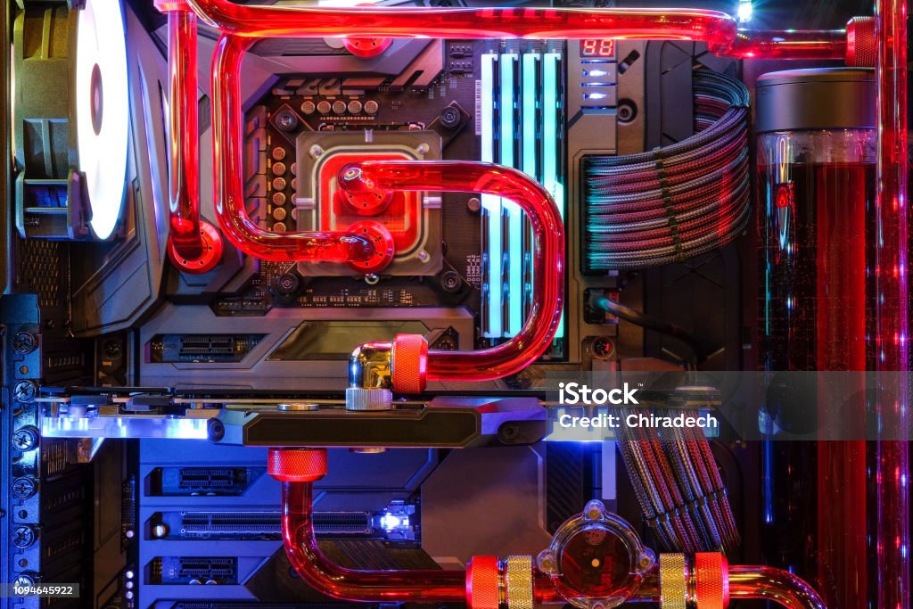 minimal helbrede Ulydighed Inside Desktop Pc Gaming And Water Cooling Cpu With Led Rgb Light Show  Status On Working Mode Stock Photo - Download Image Now - iStock