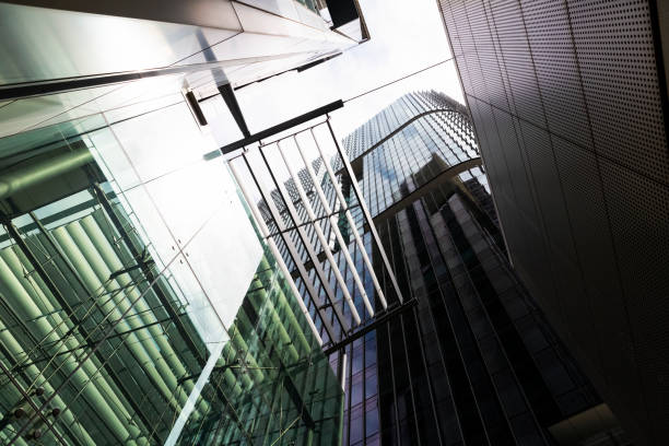 istock Low angle view of modern office buildings, skyscrapers, copy space 1094646562