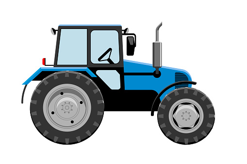 Side view of farm tractor