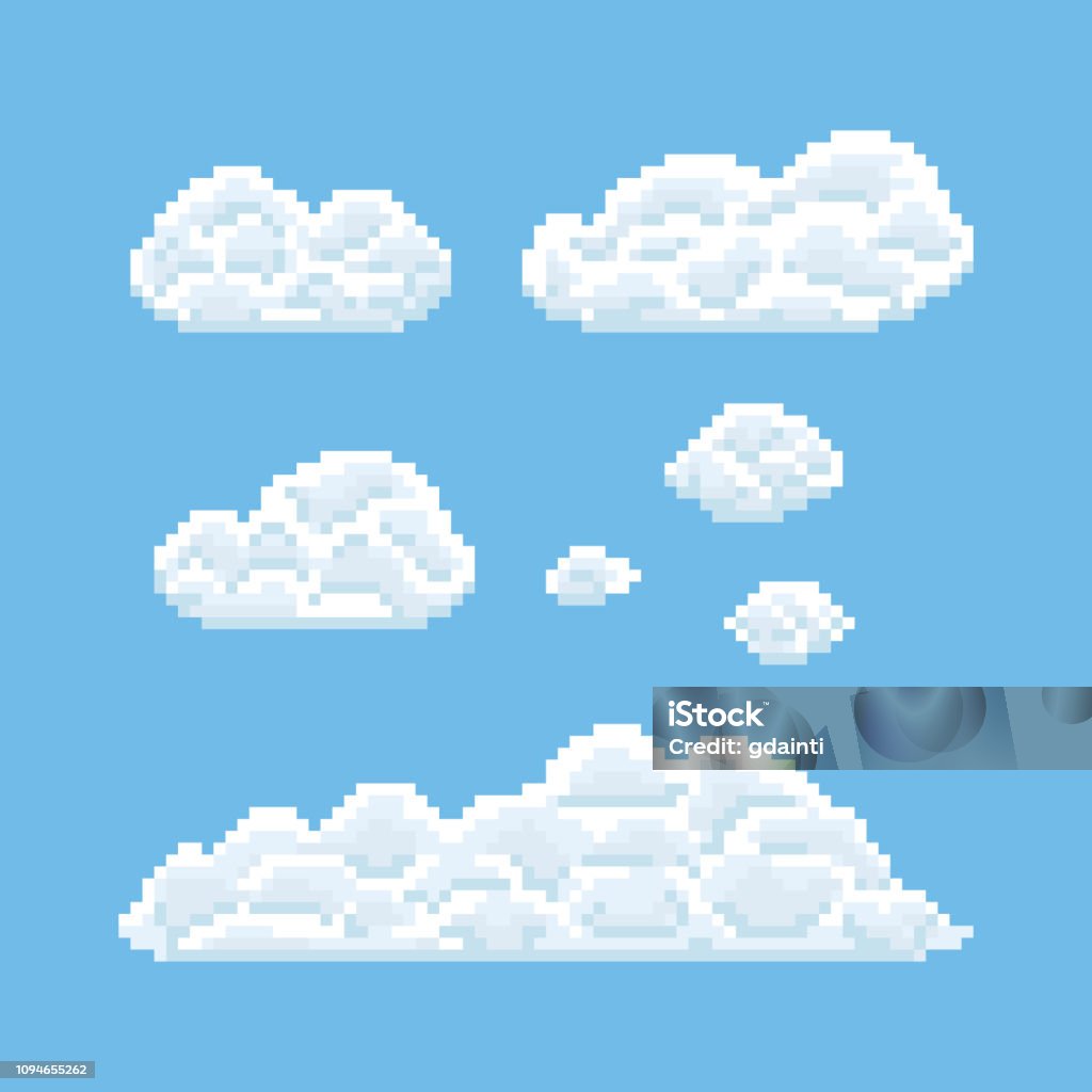 Hình Đám Mây Được Đặt Pixel Art 8 Bit Minh Họa Kết Cấu Hình minh ...
