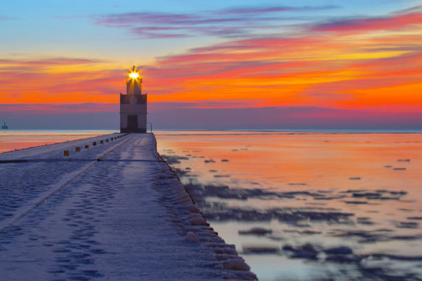 istock Lighthouse, A Bright Beacon In The Colorful Twilight 1094656782