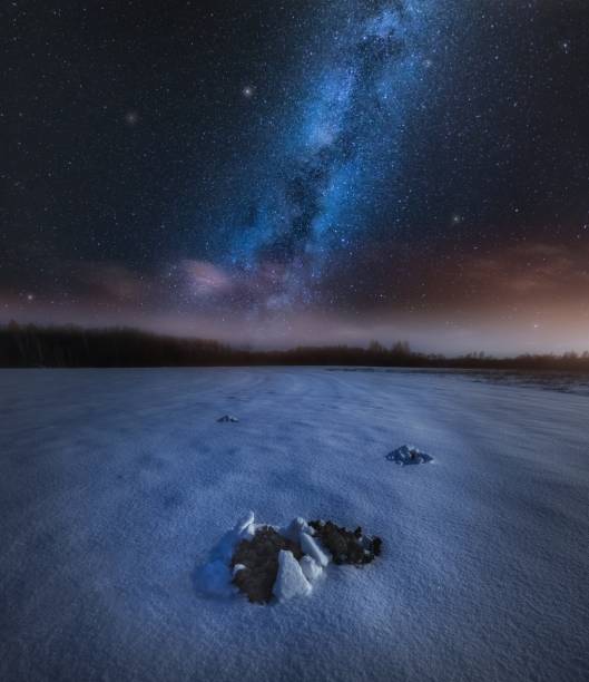 istock Night landscape with molehill under starry beautiful sky 1094658906