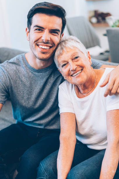 Happy mother and son