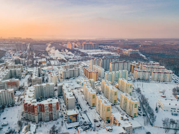 istock Evening Voronezh residential area in cold winter 1094669724