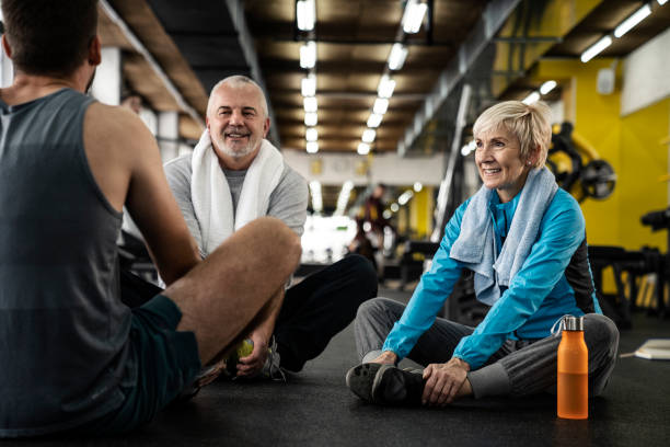 istock Senior couple rest after training at the gym 1094688092