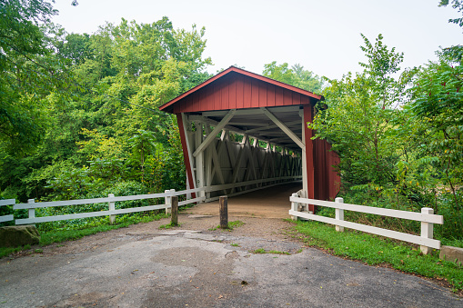 The Everett red covered bridge in Ohio's only Naitonal Park.