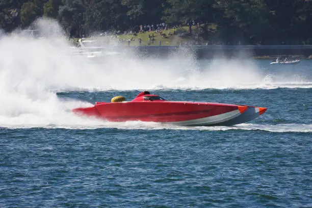 Powerboat racing across the water