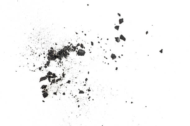 istock Black coal dust with fragments isolated on white background, top view. 1094716846