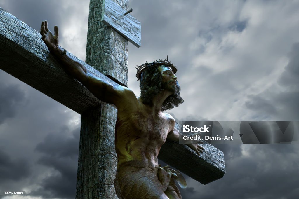 Jesus Christ on the cross, 3d render The Crucifixion Stock Photo