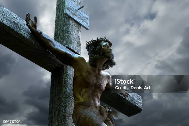 Jesus Christ On The Cross 3d Render Stock Photo - Download Image Now - The Crucifixion, Crucifix, Bible