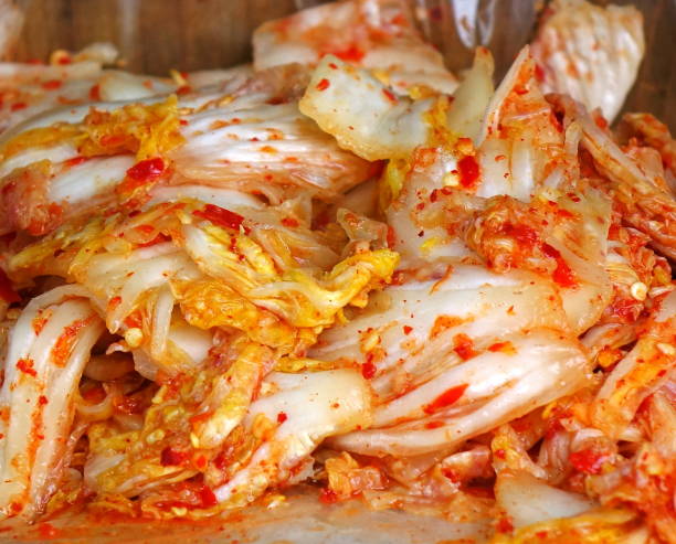 Korean Style Fermented Spicy Cabbage stock photo