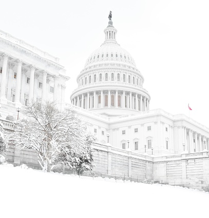 The U.S. Capitol Building with Snow in Washington, D.C.