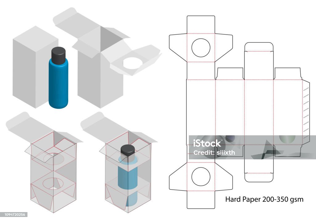 Box packaging die cut template design. 3d mock-up Template stock vector