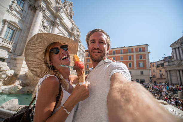 istock Couple in Rome taking selfie with gelato 1094723210