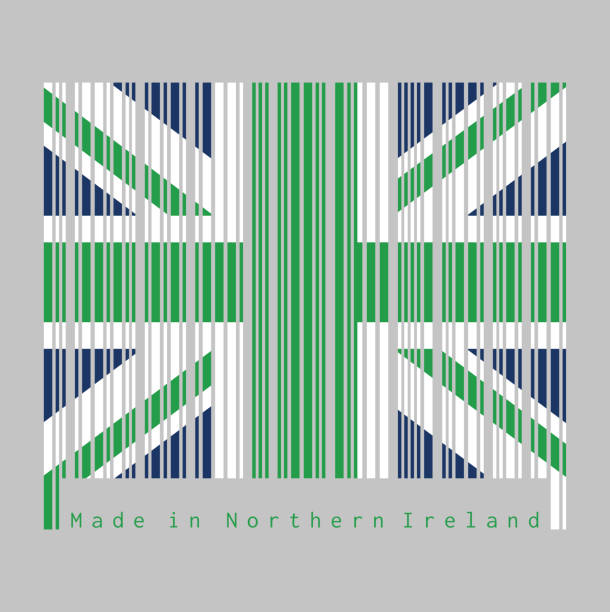ilustrações de stock, clip art, desenhos animados e ícones de barcode set the color of northern ireland flag, green union flag. - european union flag flag backgrounds star shape