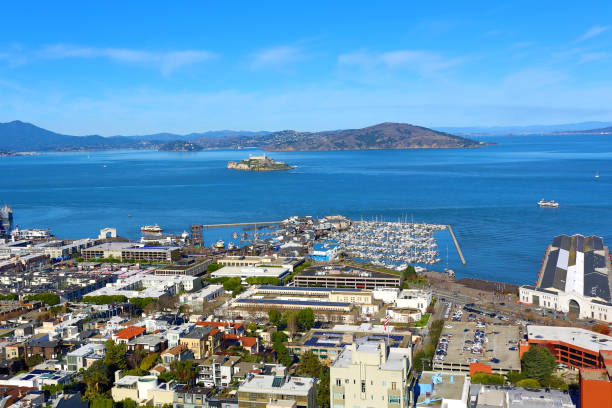 San Francisco View of  Alcatraz Island from Coit Tower