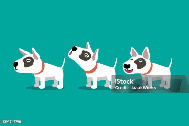 Set Of Vector Cartoon Character Bull Terrier Dog Poses Stock Illustration - Download Image Now