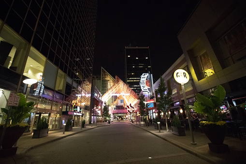 Louisville, Kentucky, USA - October 10, 2016: View of the 4th Street Live! Louisville Kentucky's main downtown entertainment district.