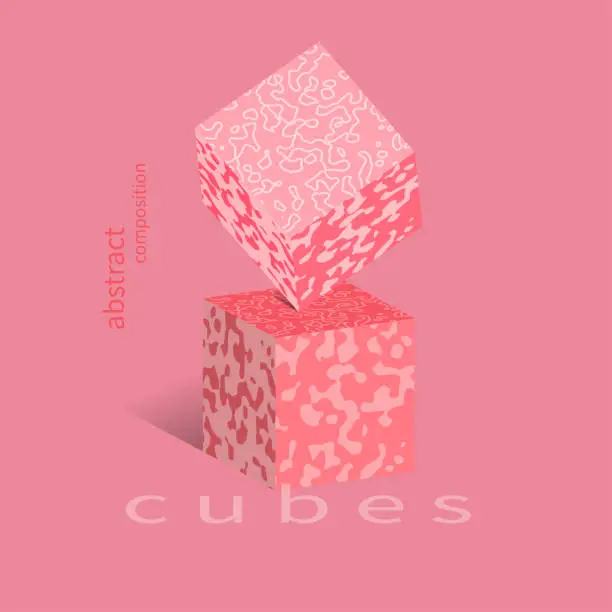 Vector illustration of balancing cube on cube