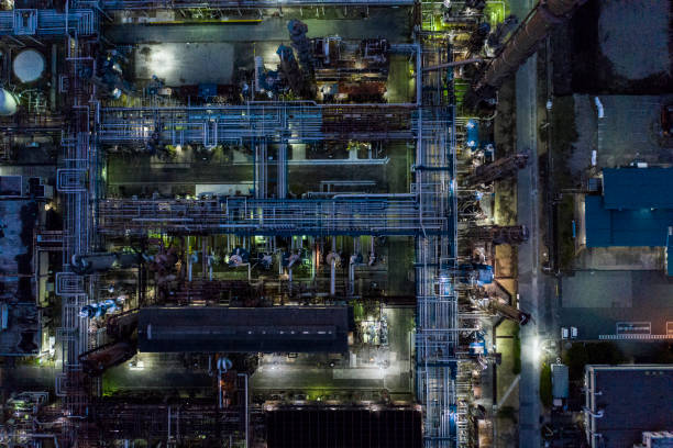 istock Nighttime factory scenery 1094751278