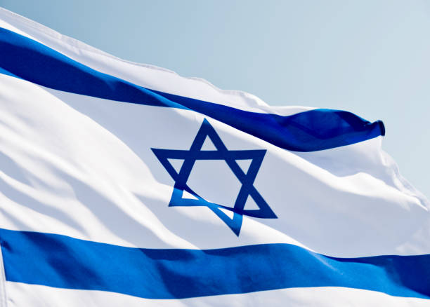 Close-up of  Israel's national flag in the wind Close-up of  Israel's national flag in the wind. historical palestine photos stock pictures, royalty-free photos & images